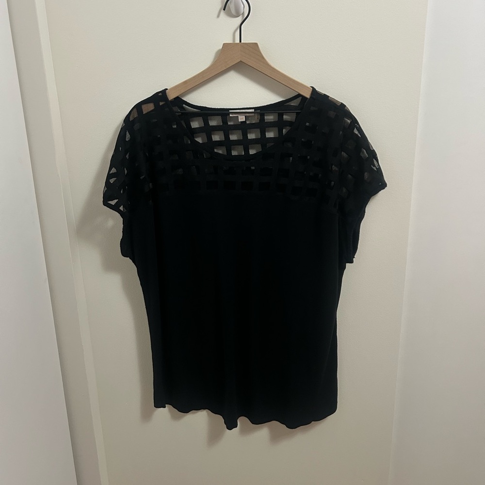Claudia Richard Black Blouse with Mesh Design